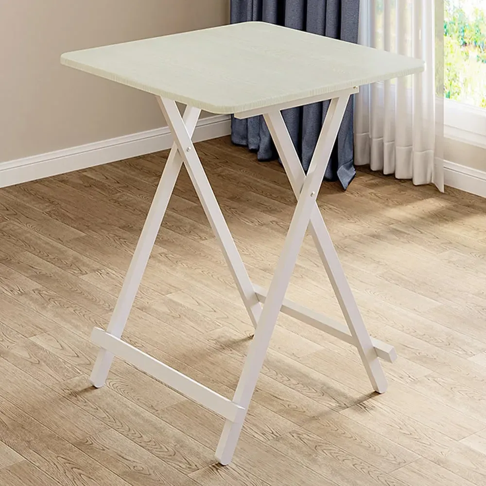 2-Seater Foldable Dining Table - White, Wood Grain Effect image