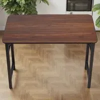 2-Seater Foldable Dining Table with Adjustable Feet - Walnut