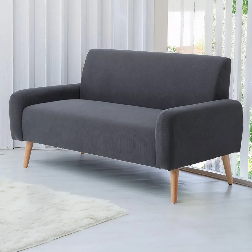 2-Seater Loveseat Sofa - Grey, Corduroy image