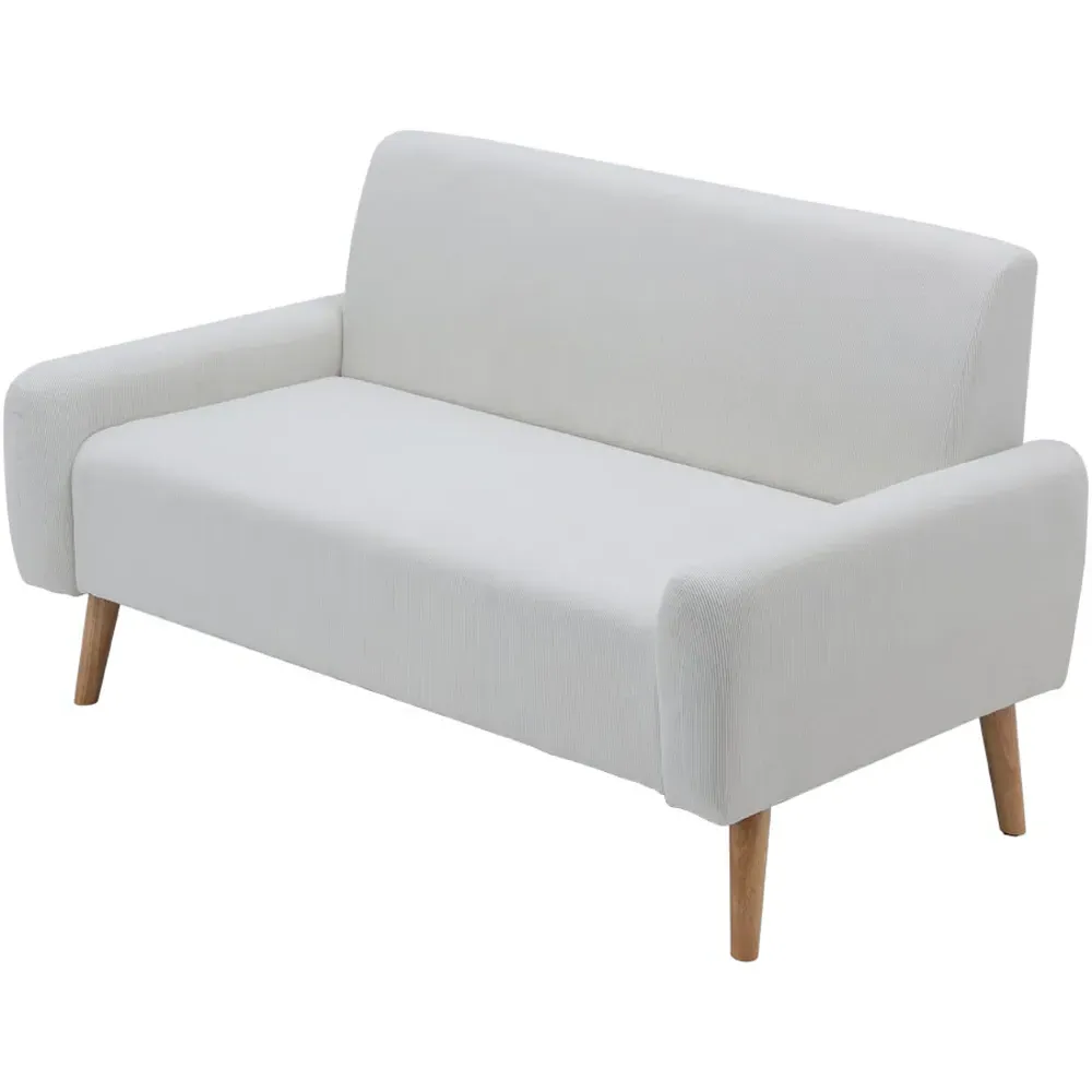 2-Seater Loveseat Sofa - White, Corduroy