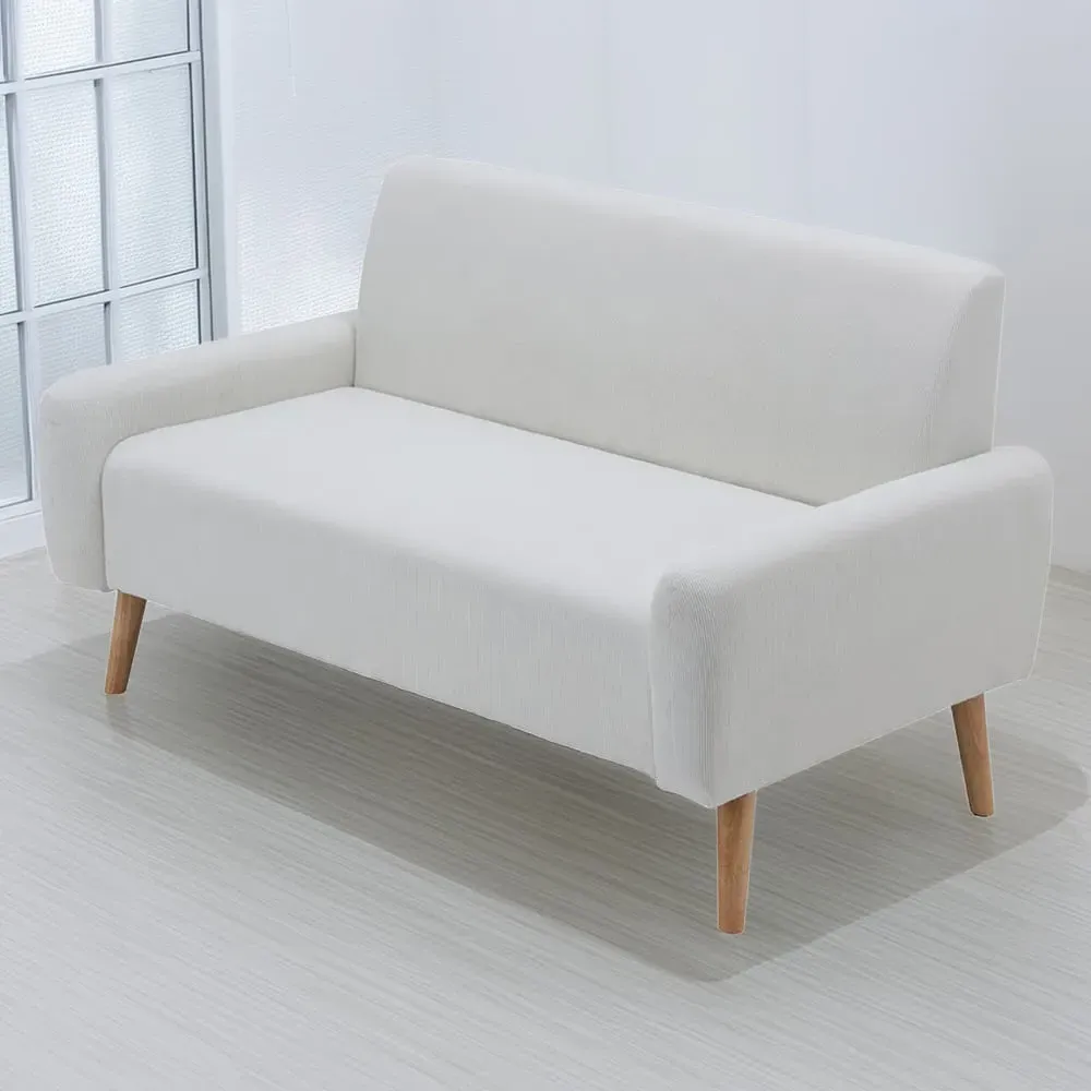 2-Seater Loveseat Sofa - White, Corduroy