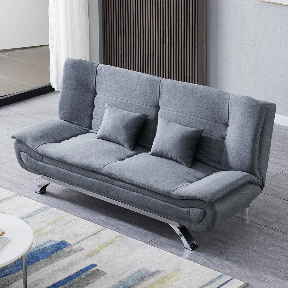 2-Seater Sofa Bed - Grey, Linen