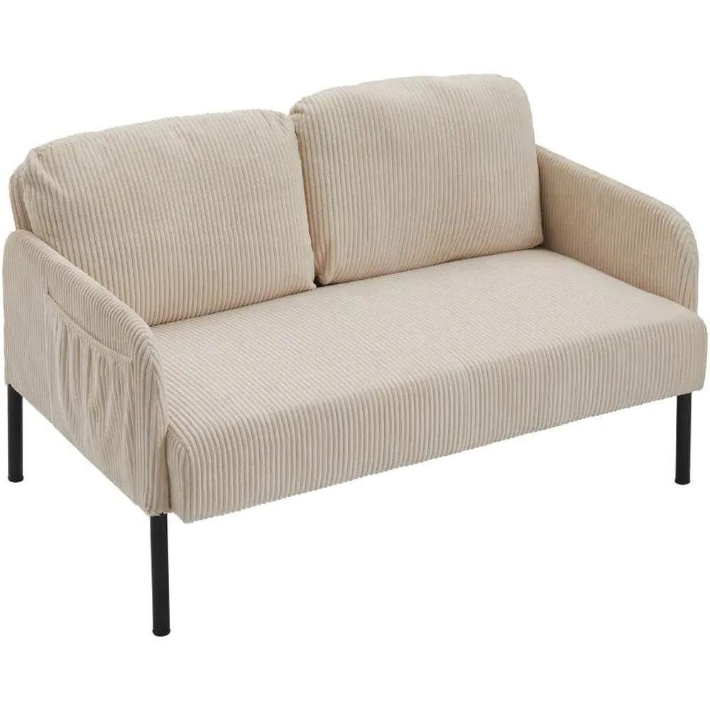 2-Seater Sofa - Beige, Ribbed Corduroy