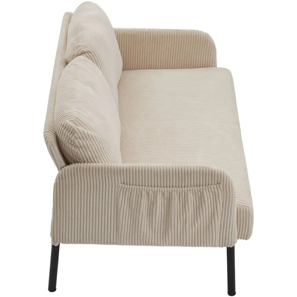 2-Seater Sofa - Beige, Ribbed Corduroy