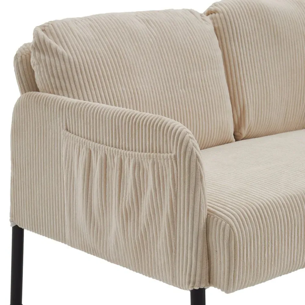 2-Seater Sofa - Beige, Ribbed Corduroy