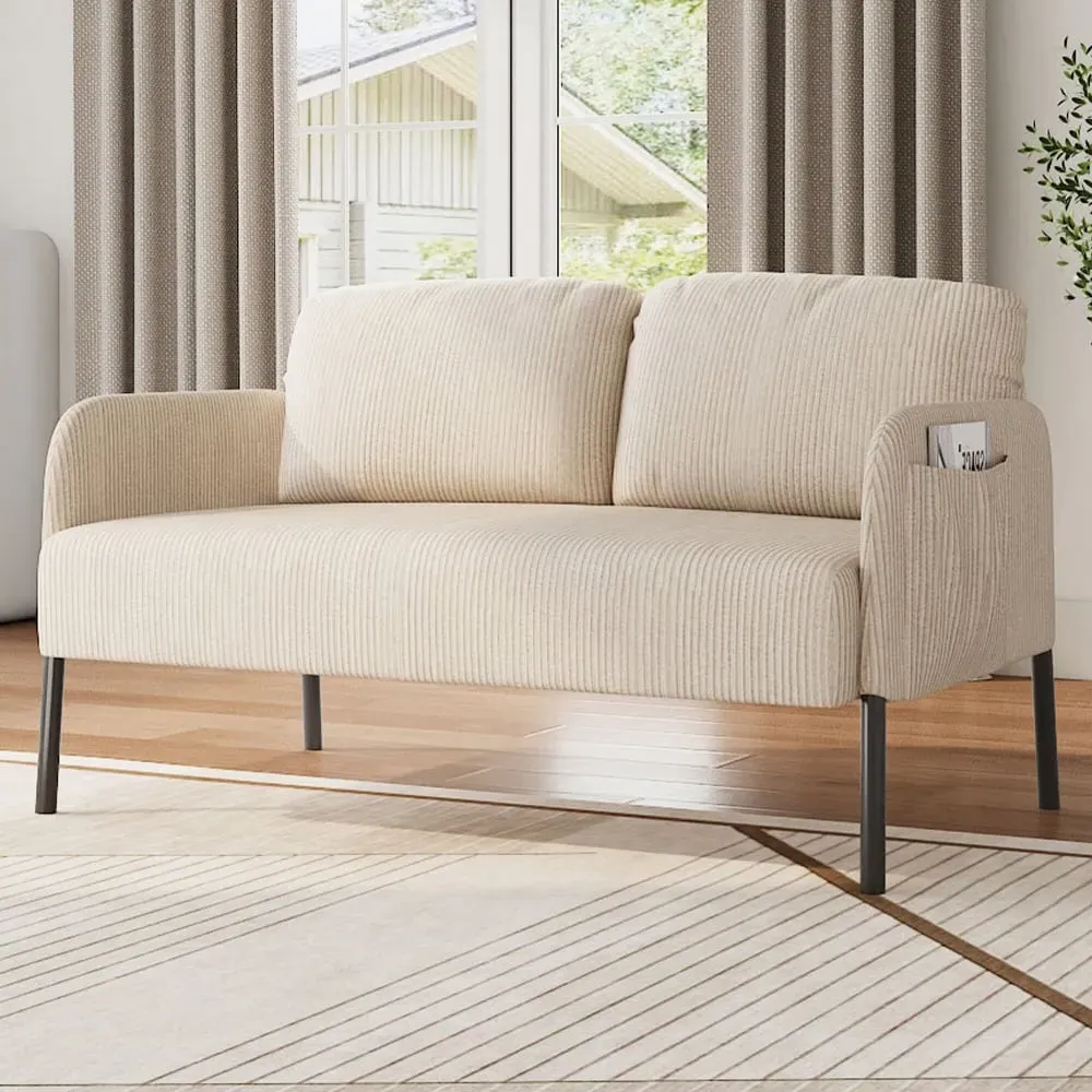 2-Seater Sofa - Beige, Ribbed Corduroy image