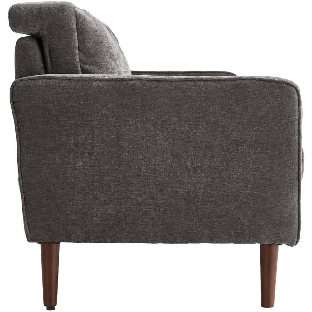 2-Seater Sofa with Cylindrical Pillows - Grey, Chenille