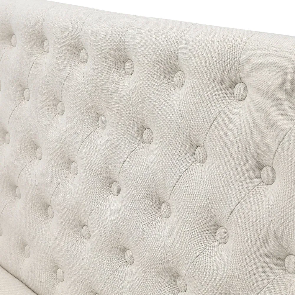 2 Seater Upholstered Tufted Dining Bench - Beige