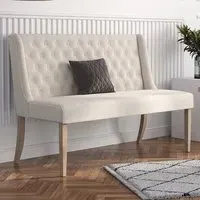 2 Seater Upholstered Tufted Dining Bench - Beige