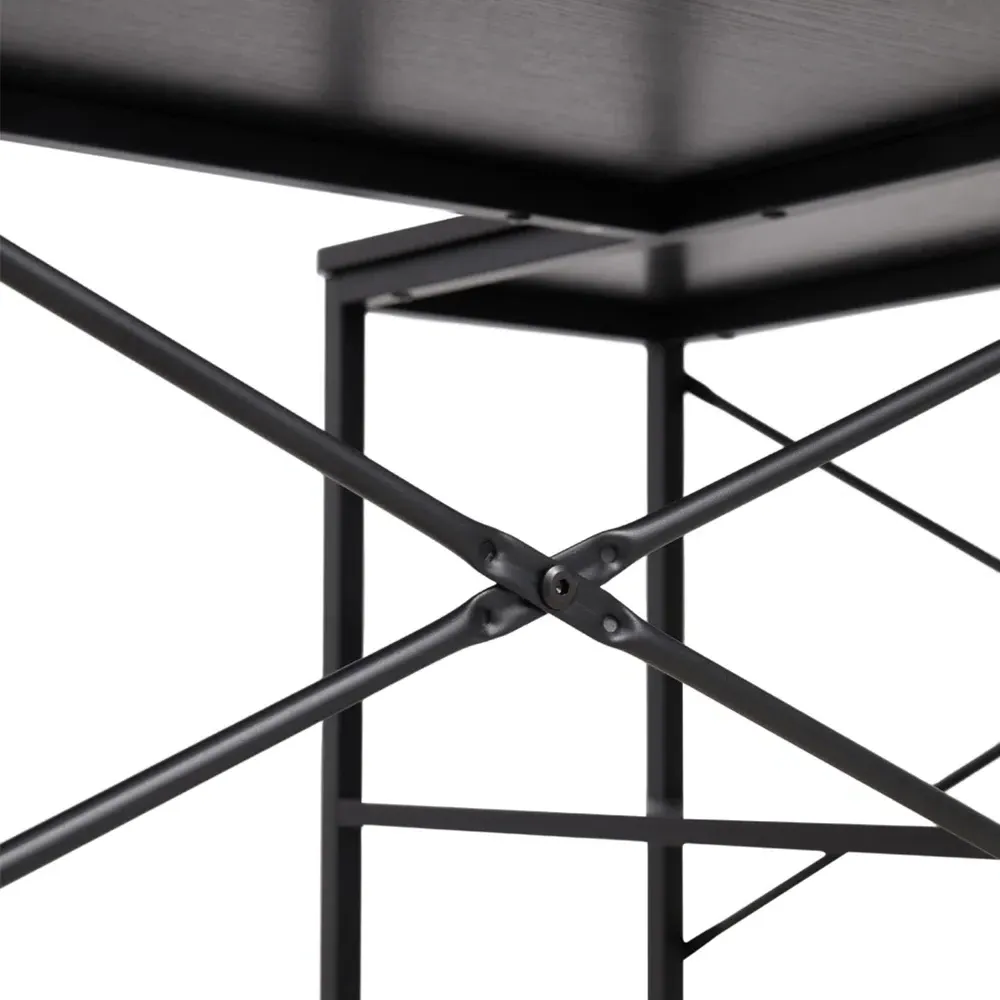 2 Shelf L-Shaped Office Desk with Storage Bag - Black