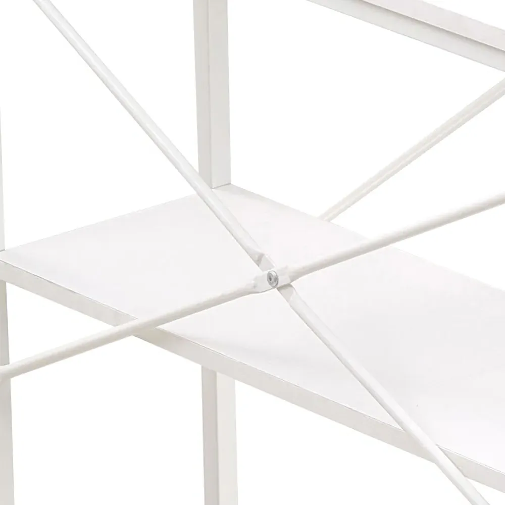 2 Shelf L-Shaped Office Desk with Storage Bag - White