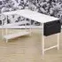 2 Shelf L-Shaped Office Desk with Storage Bag - White