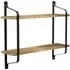 2 Tier Industrial Wall Shelf - Wood