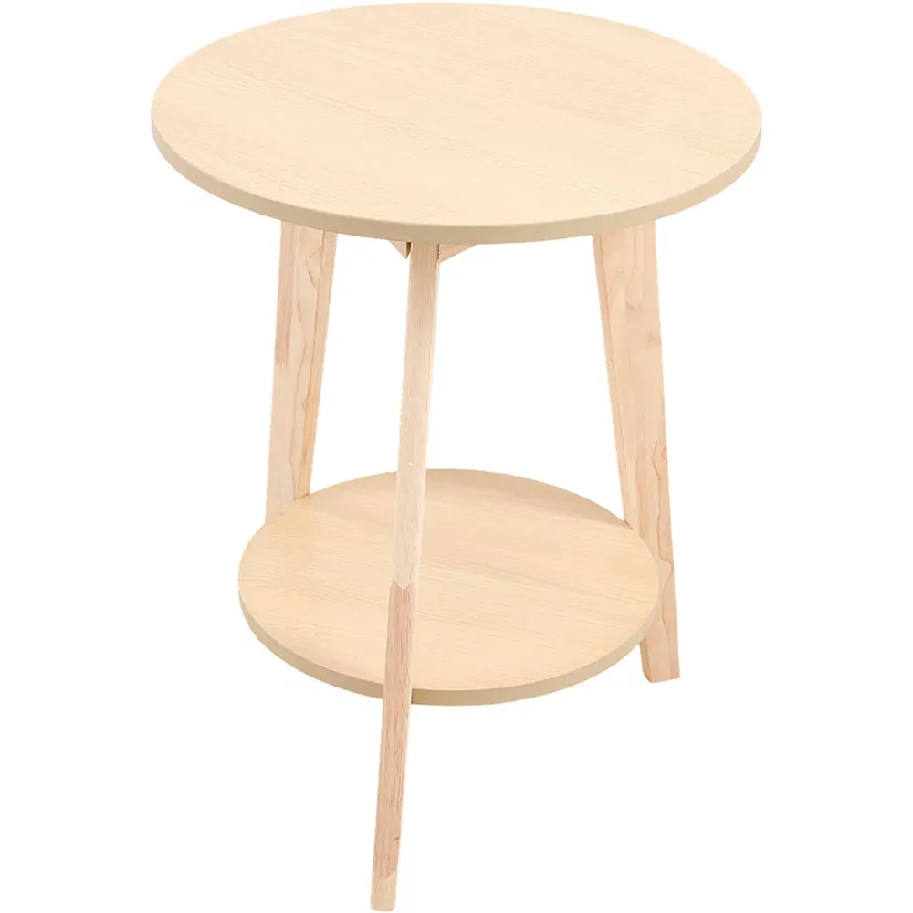 2-Tier Round Coffee Side Table - Cream, Wood