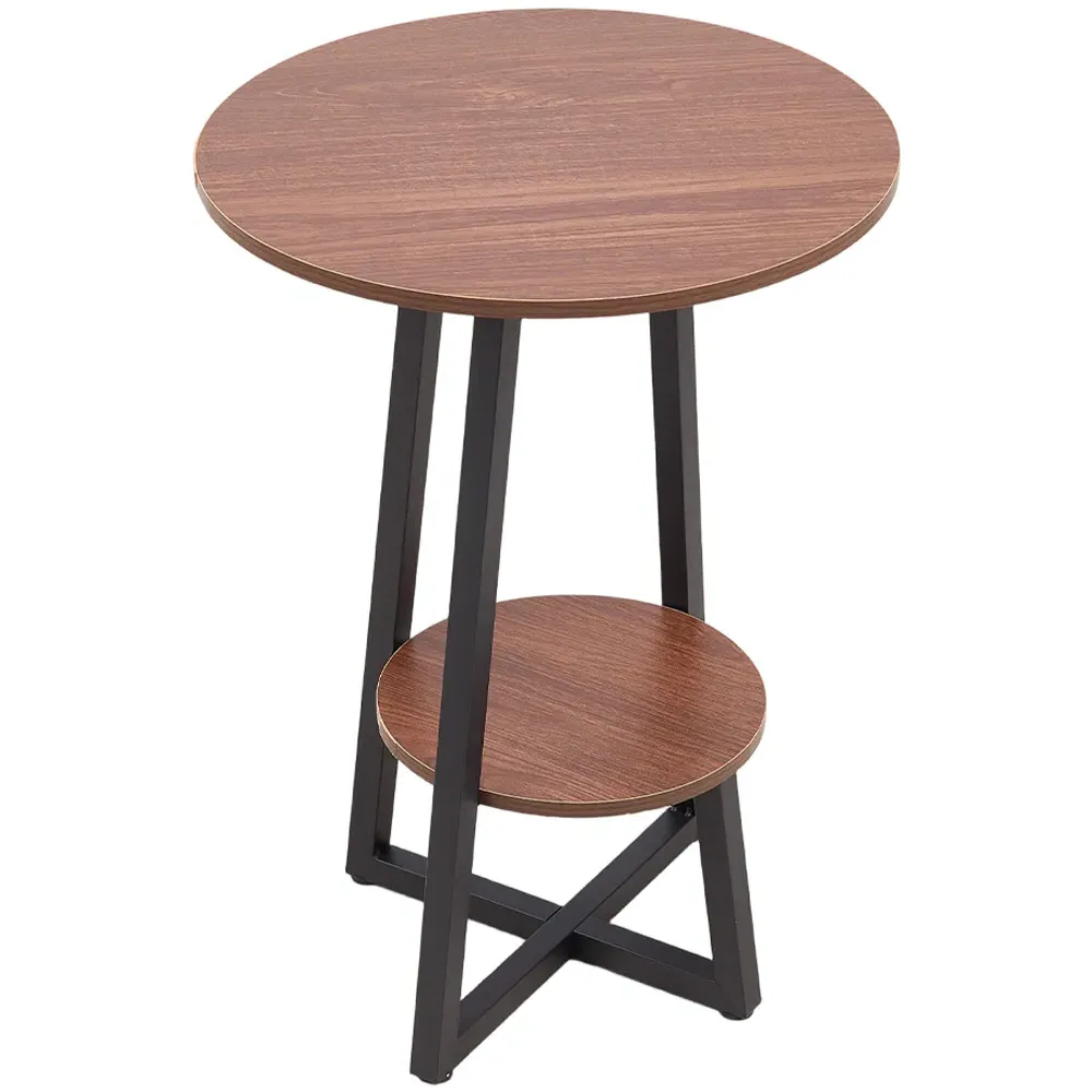2-Tier Round Coffee Side Table - Walnut, MDF