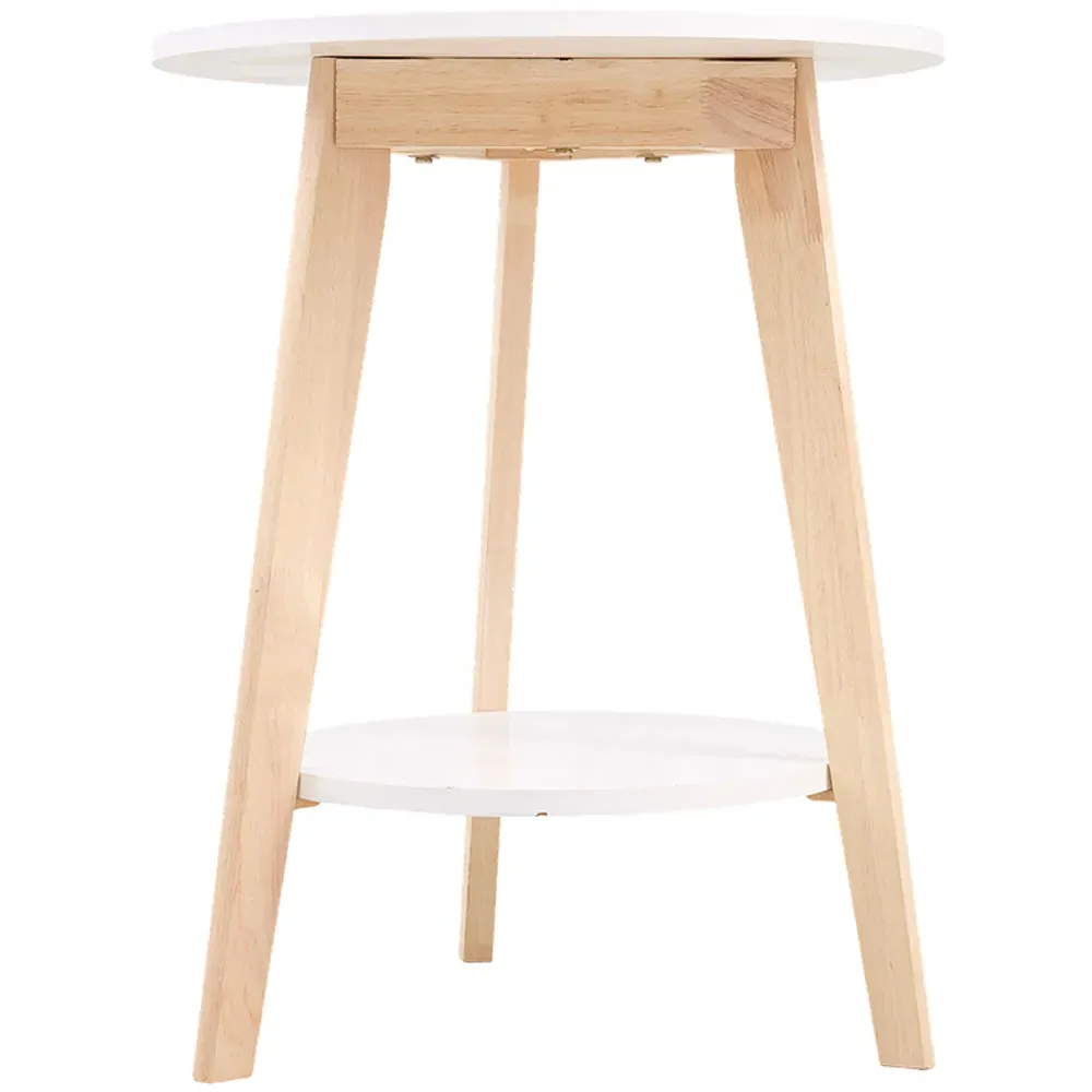 2-Tier Round Coffee Side Table - White, Wood