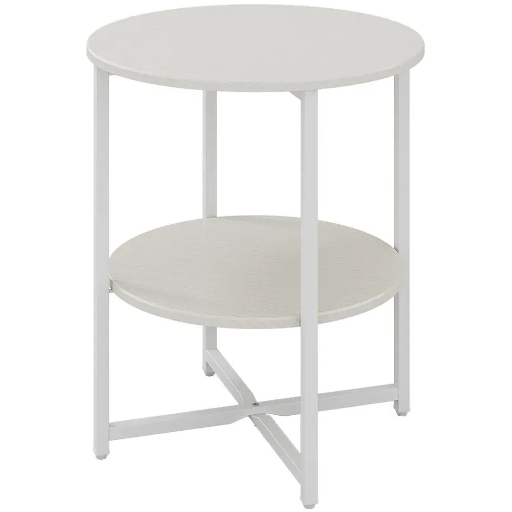 2 Tier Round Coffee Table - White