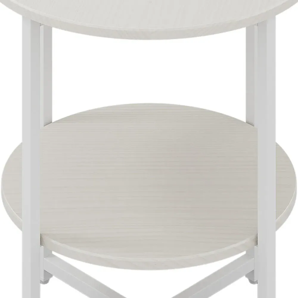 2 Tier Round Coffee Table - White