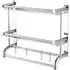 2-Tier Wall Mounted Towel Rail with Shelf and Hooks - Silver