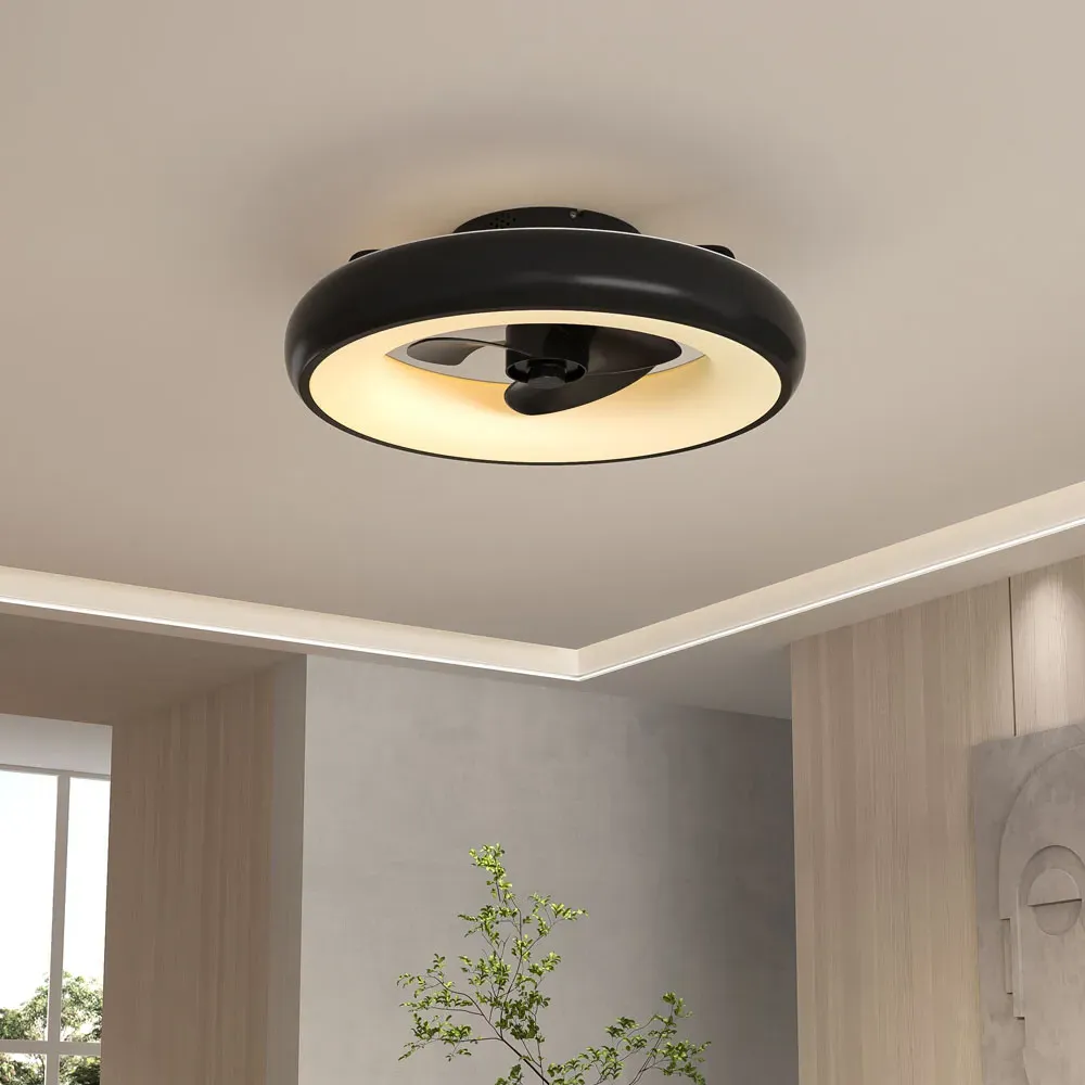 20 inch Adjustable LED Ceiling Fan Light with App Control - Black