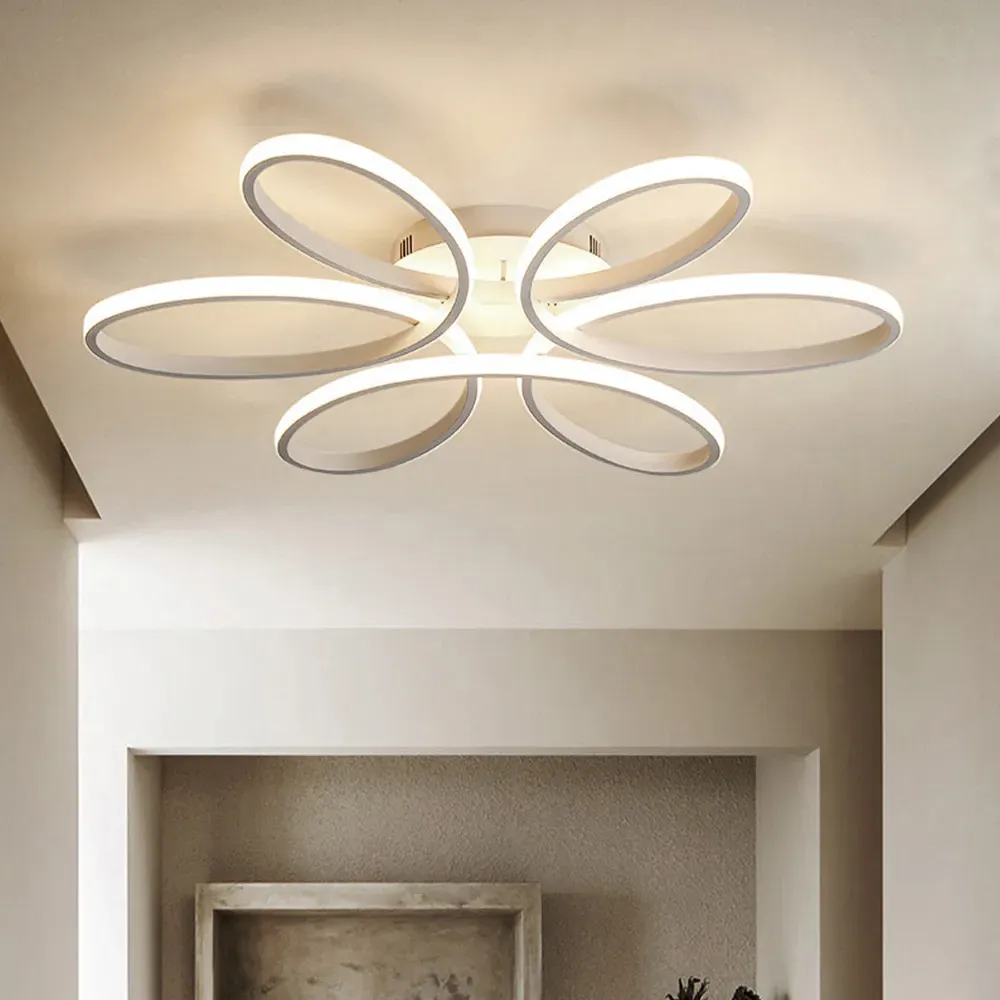 23 inch Petal Shaped LED Ceiling Light with Remote - White