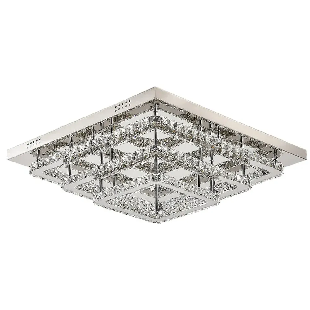 24 inch Square Crystal Dimming LED Ceiling Light - Clear