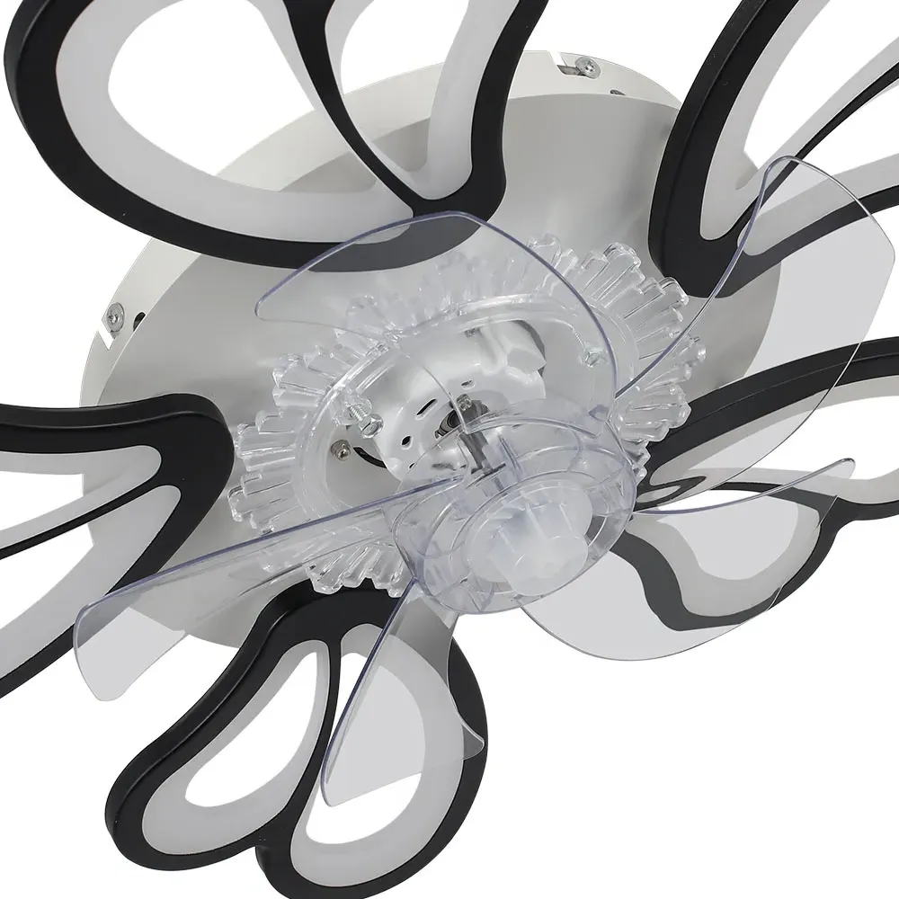 25 inch Double Petal Ceiling Fan Light with Remote - Black