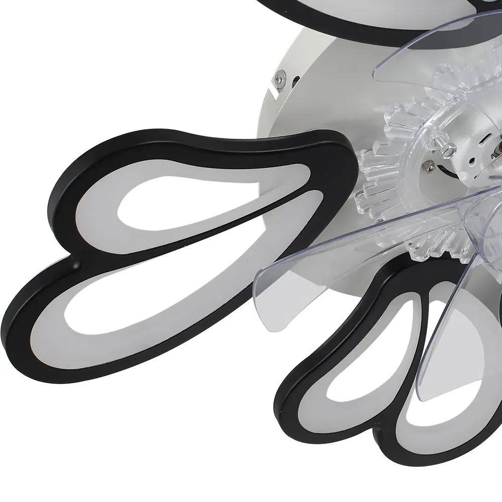 25 inch Double Petal Ceiling Fan Light with Remote - Black