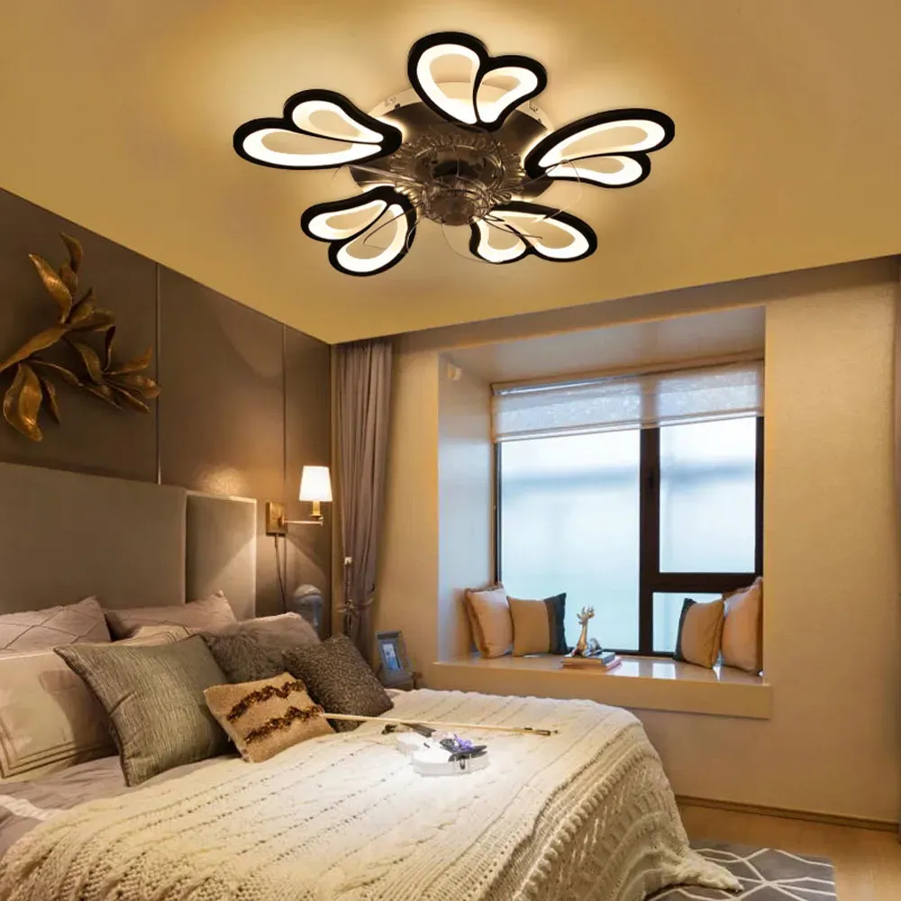 25 inch Double Petal Ceiling Fan Light with Remote - White