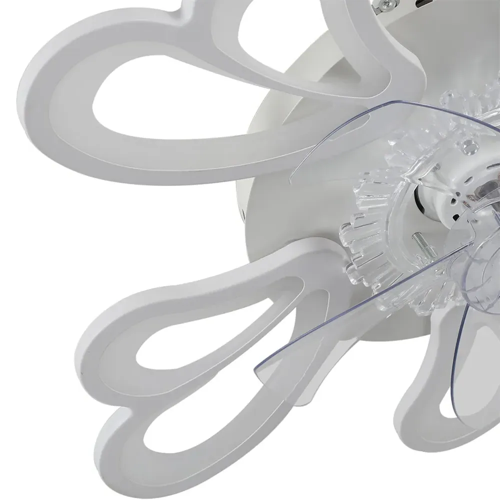 25 inch Double Petal Ceiling Fan Light with Remote - White