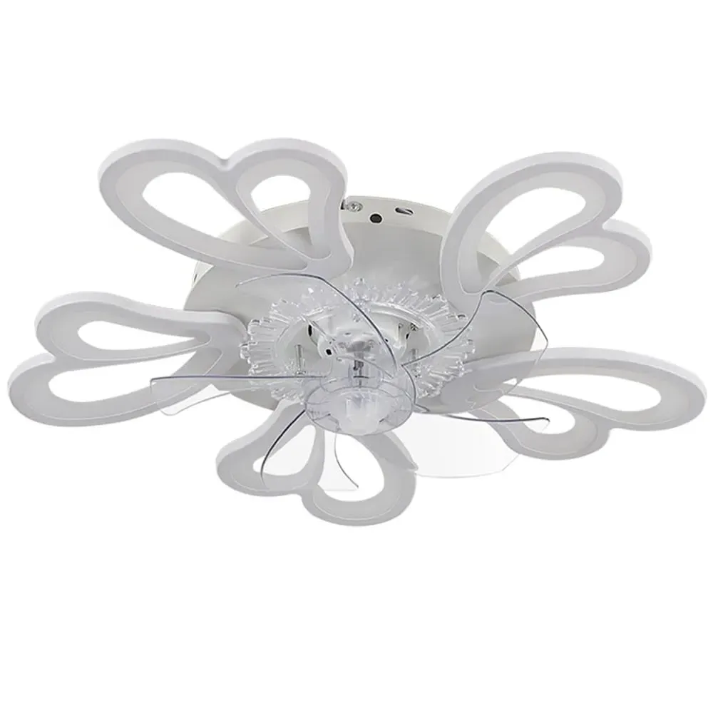 25 inch Double Petal Ceiling Fan Light with Remote - White image