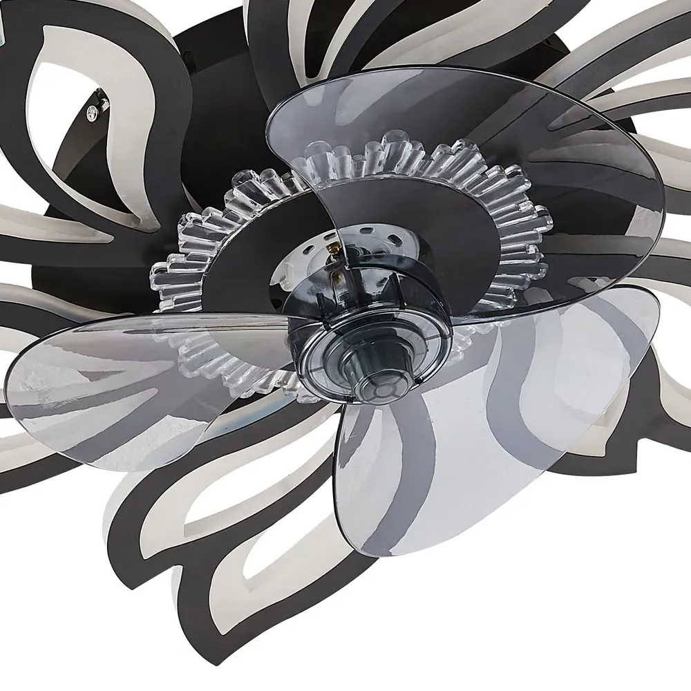 26 inch Flower Design Ceiling Fan Light with Remote - Black