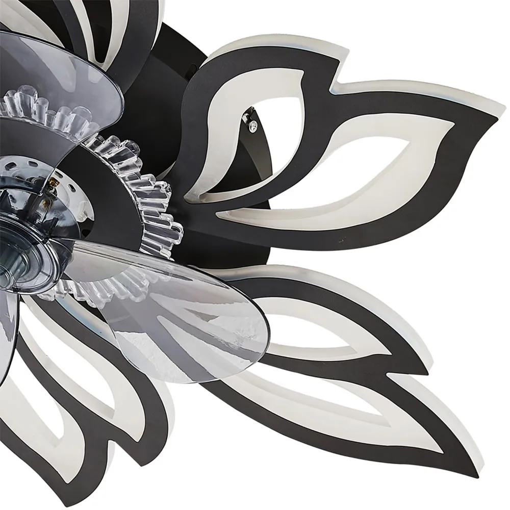 26 inch Flower Design Ceiling Fan Light with Remote - Black