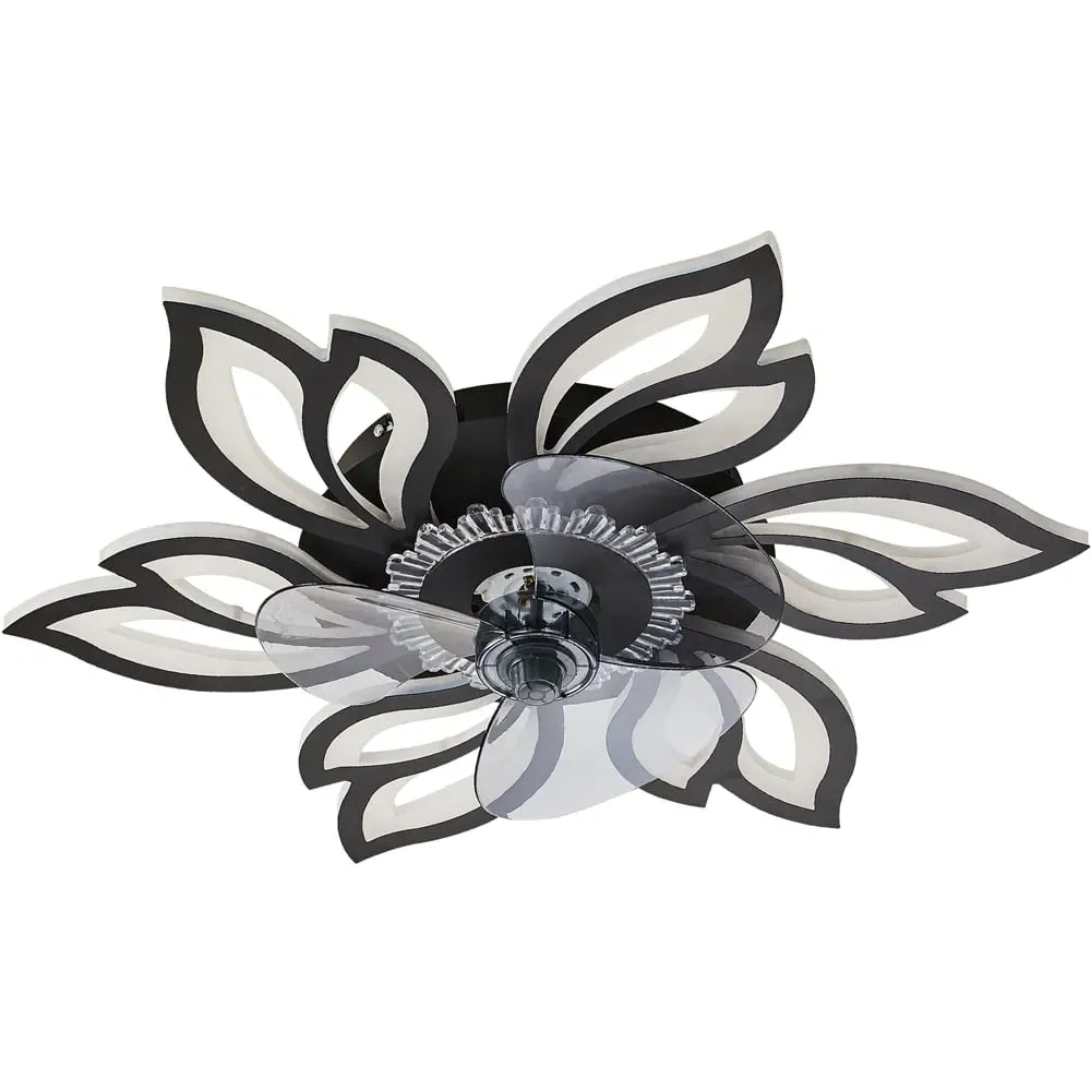 26 inch Flower Design Ceiling Fan Light with Remote - Black