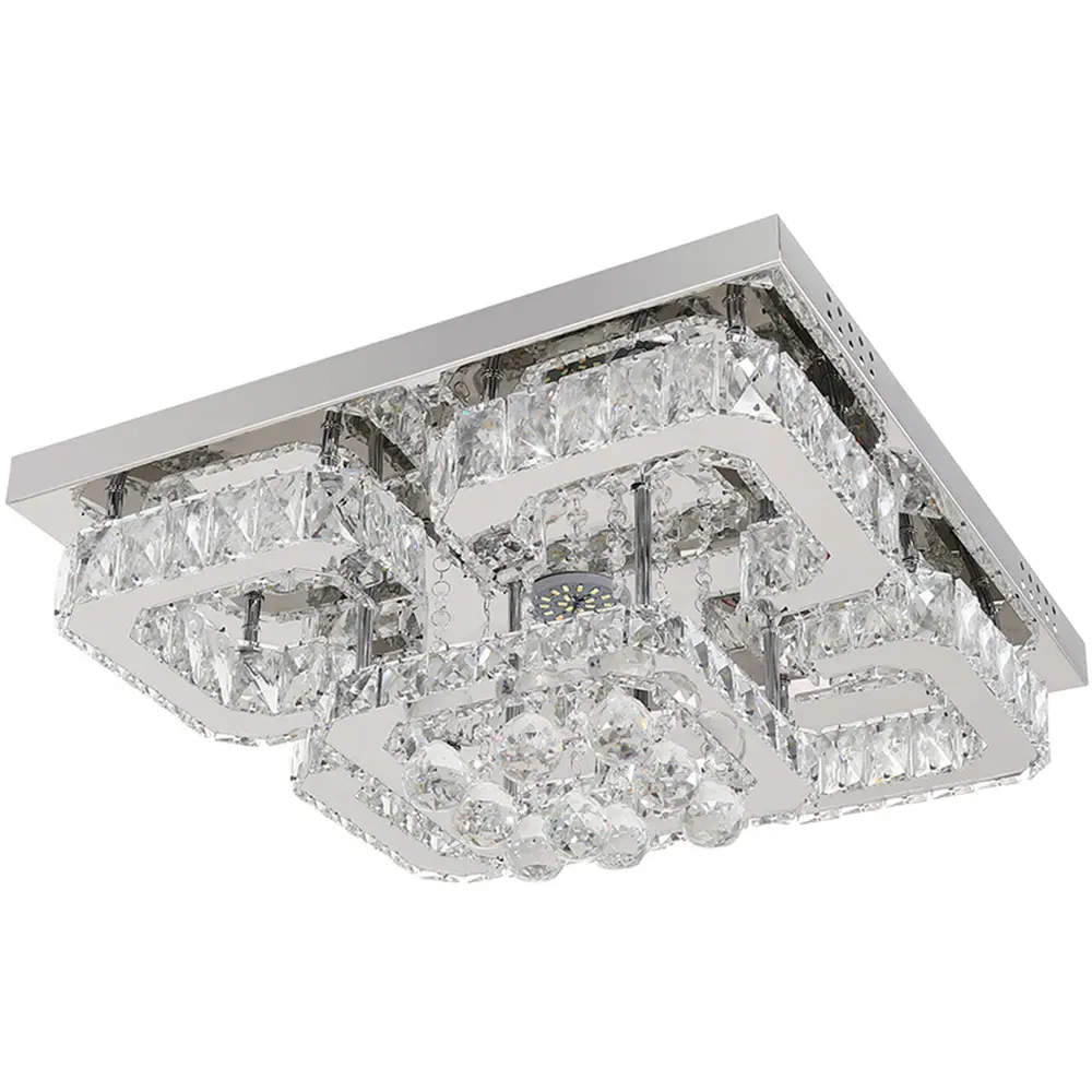 27 inch Crystal Square LED Ceiling Light with Remote - White