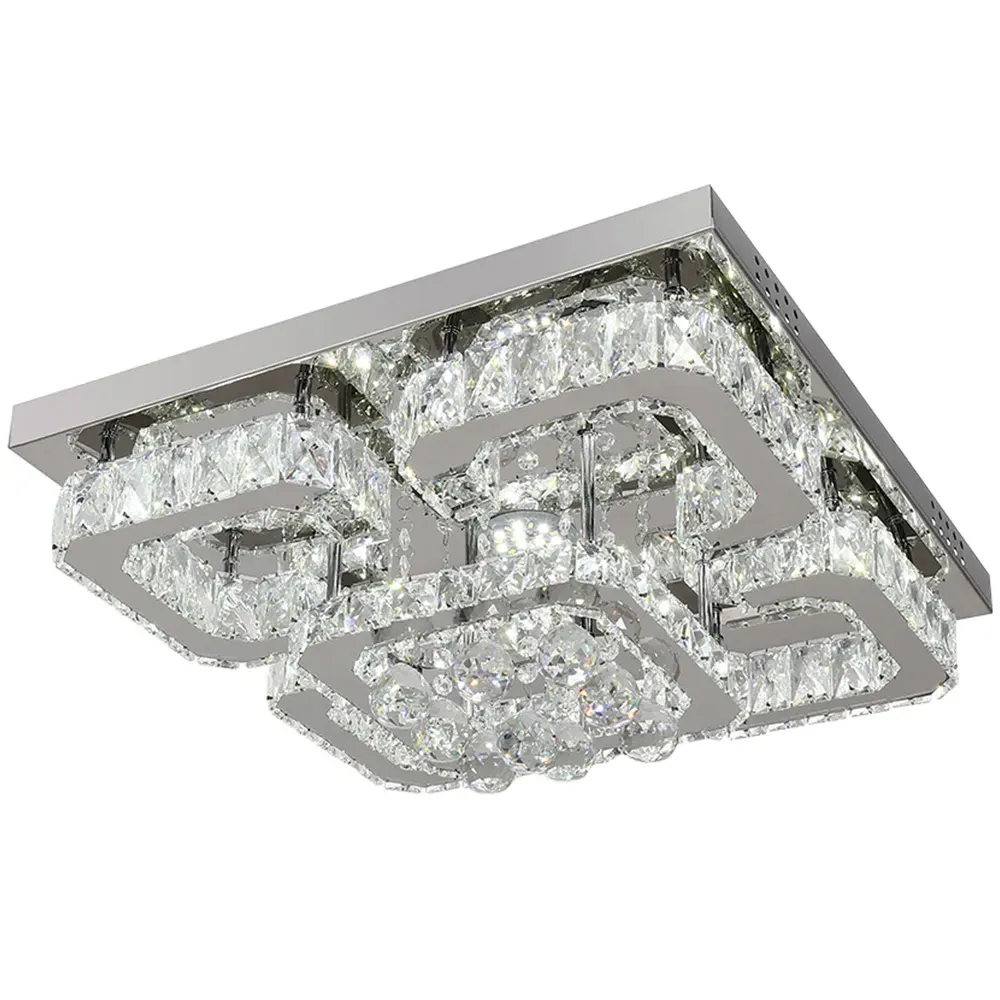 27 inch Crystal Square LED Ceiling Light with Remote - White image