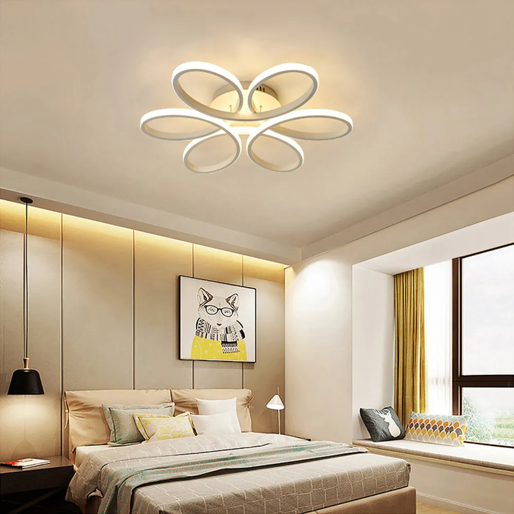 29 inch Petal Shaped LED Ceiling Light with Remote - White