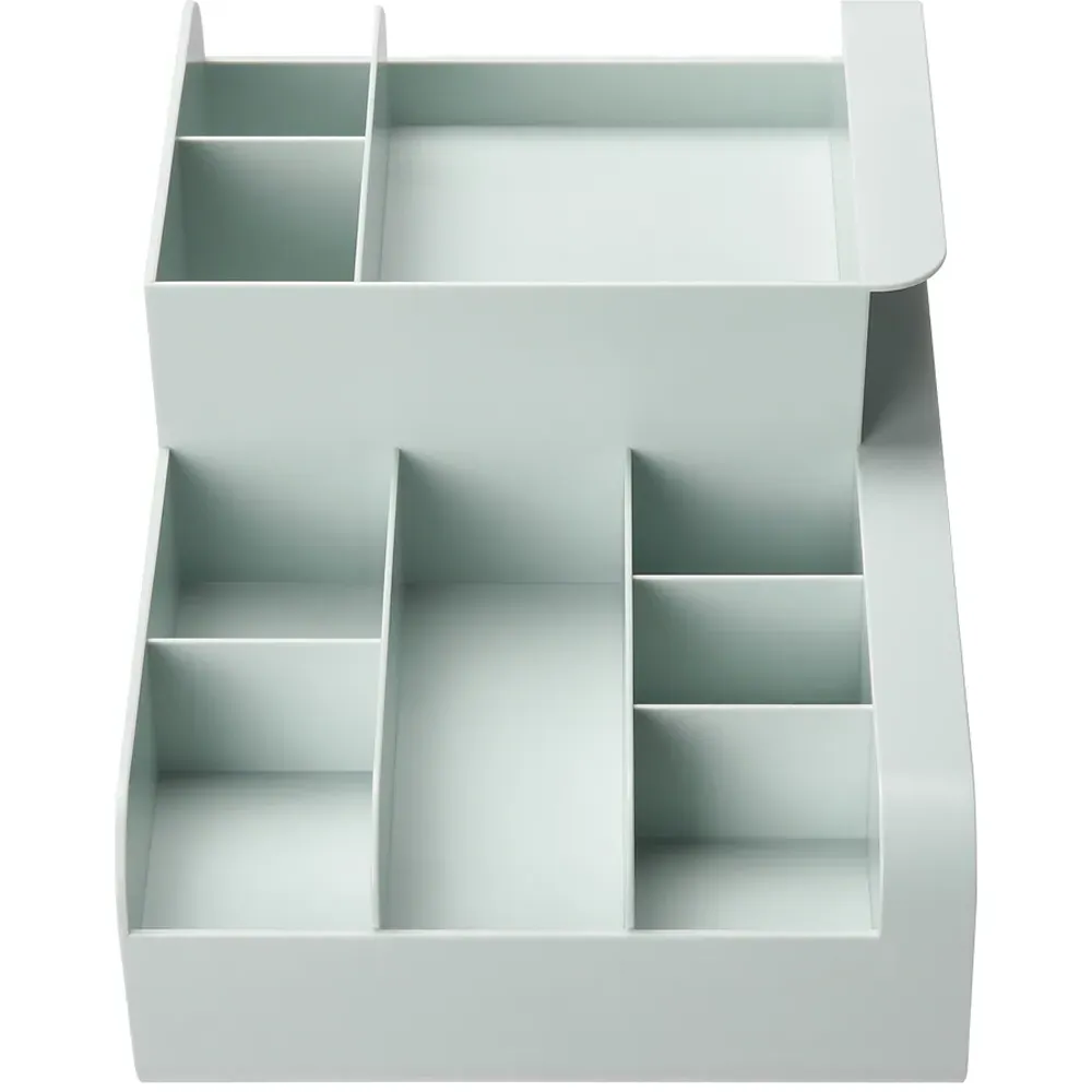 3 Drawer Desktop Organiser with Compartments - Green, Plastic