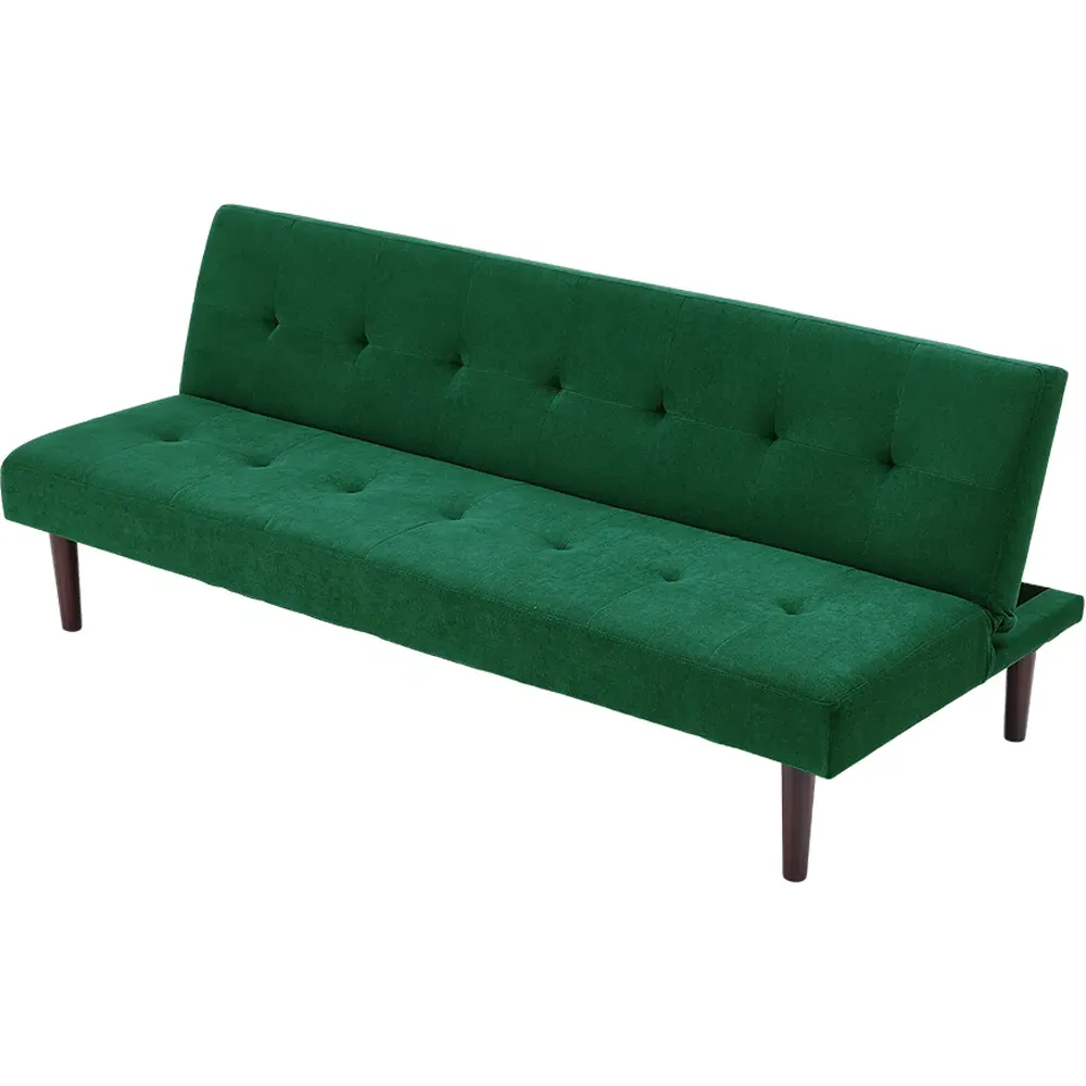 3-Seater Convertible Tufted Towelling Sofa Bed - Green