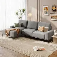 3-Seater L-Shaped Sleeper Sofa - Grey