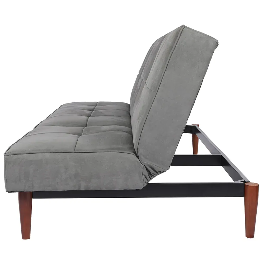 3-Seater Sofa Bed with Click-Clack - Grey, Faux Suede