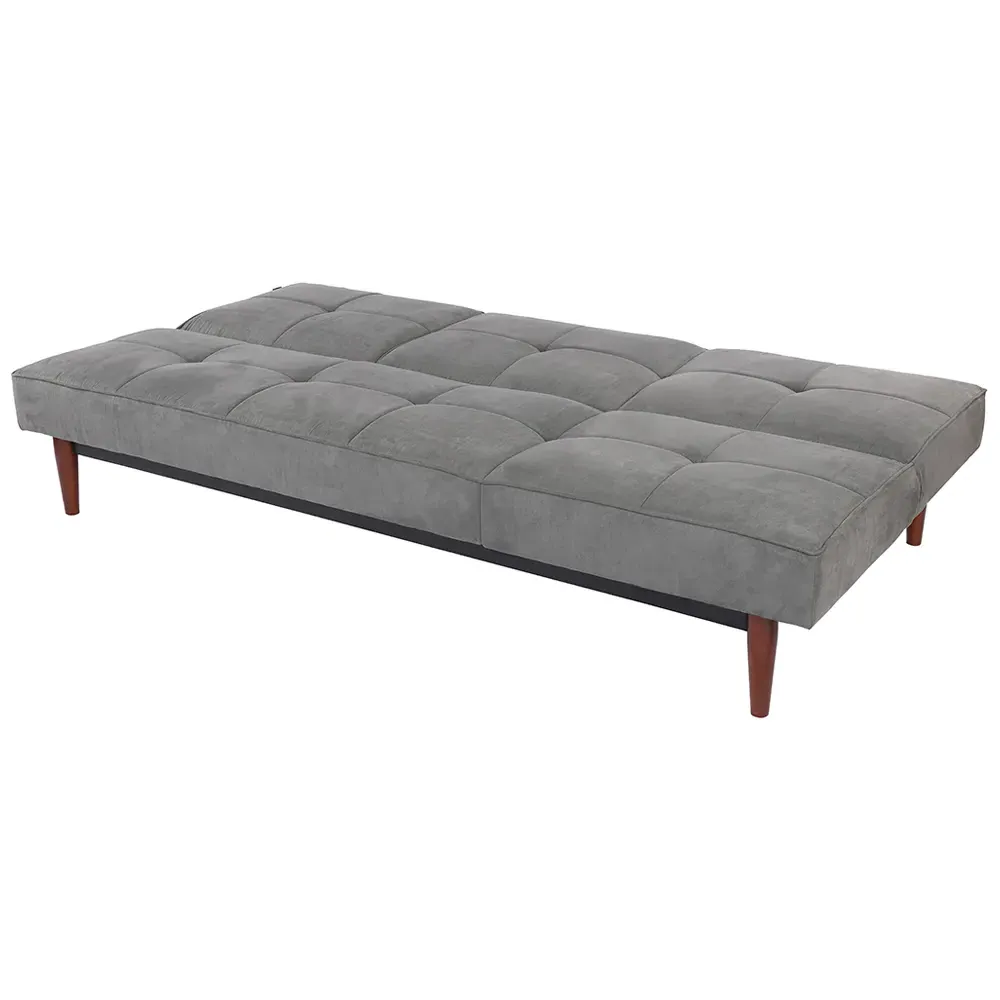 3-Seater Sofa Bed with Click-Clack - Grey, Faux Suede