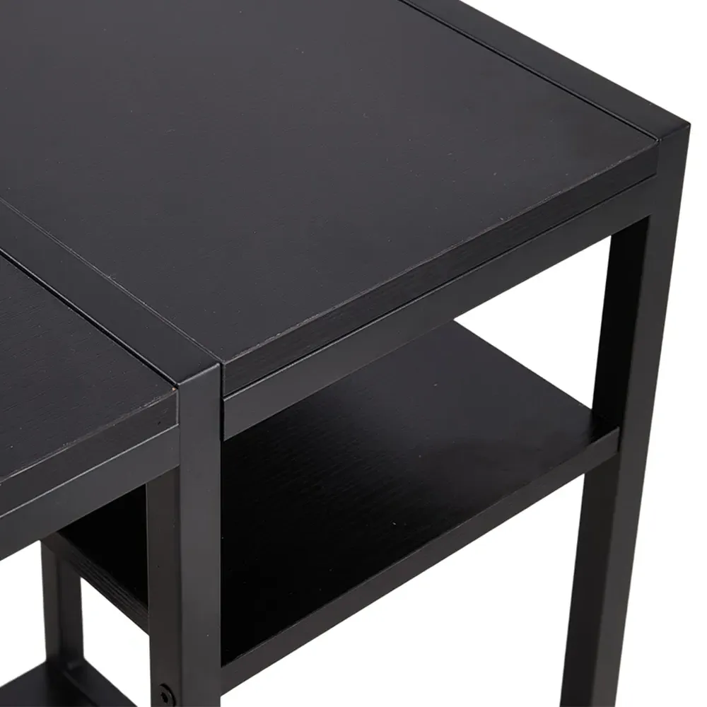 3 Shelf Office Desk with Monitor Stand - Black