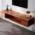 3 Shelf Wall Mounted TV Stand with Open Storage - Brown