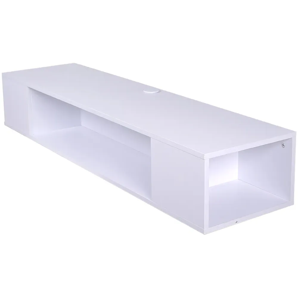 3 Shelf Wall Mounted TV Stand with Open Storage - White