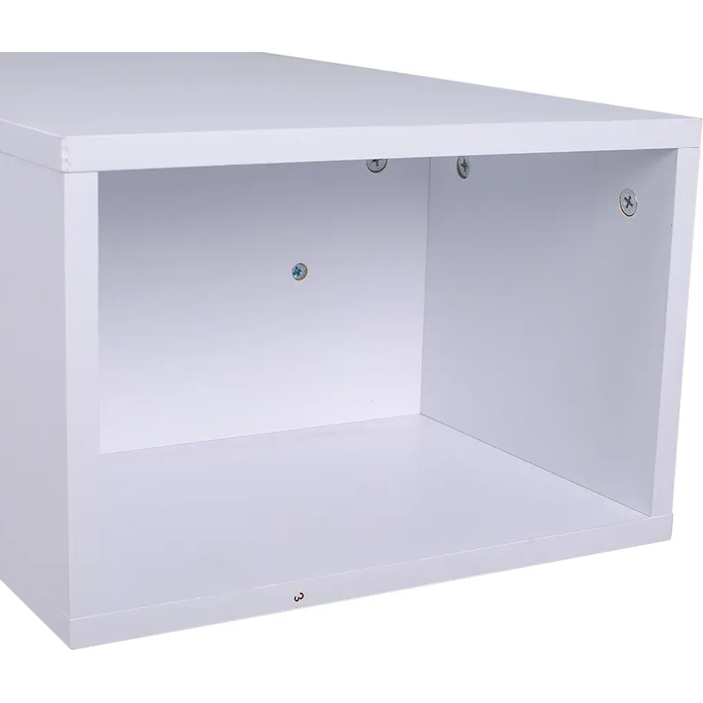 3 Shelf Wall Mounted TV Stand with Open Storage - White