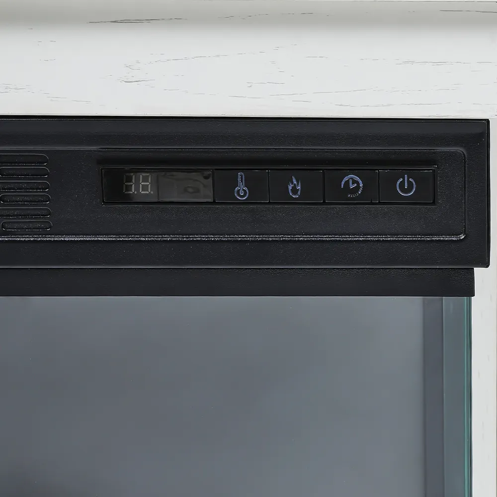 3 Side TV Stand with Electric Fireplace Storage - White