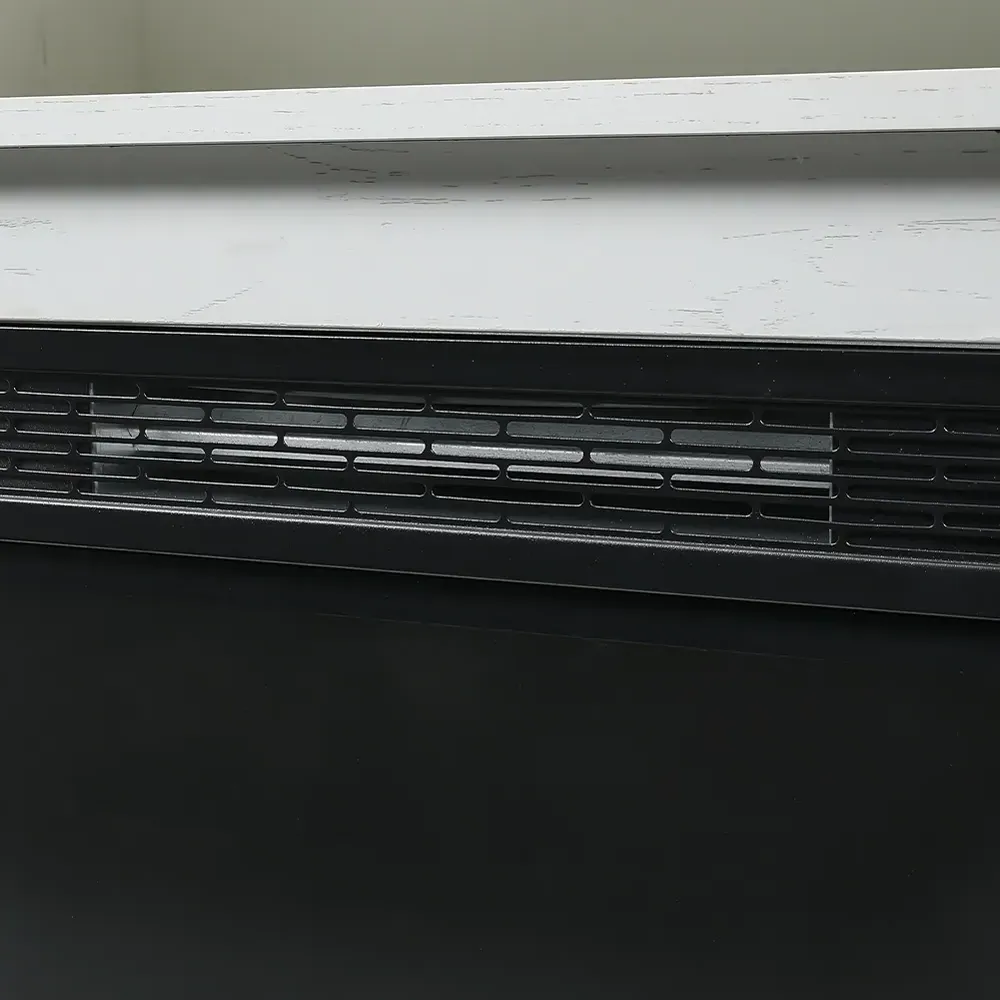 3 Side TV Stand with Electric Fireplace Storage - White