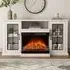 3 Side TV Stand with Electric Fireplace Storage - White