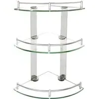 3 Tier Wall Mounted Corner Shelf - Silver, Glass
